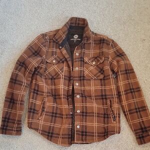 Weatherproof  Kids Tan and Black Plaid Shirt Jacket Nwot